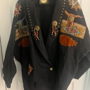 VTG custom Studded Black and Orange Men's western Blazer